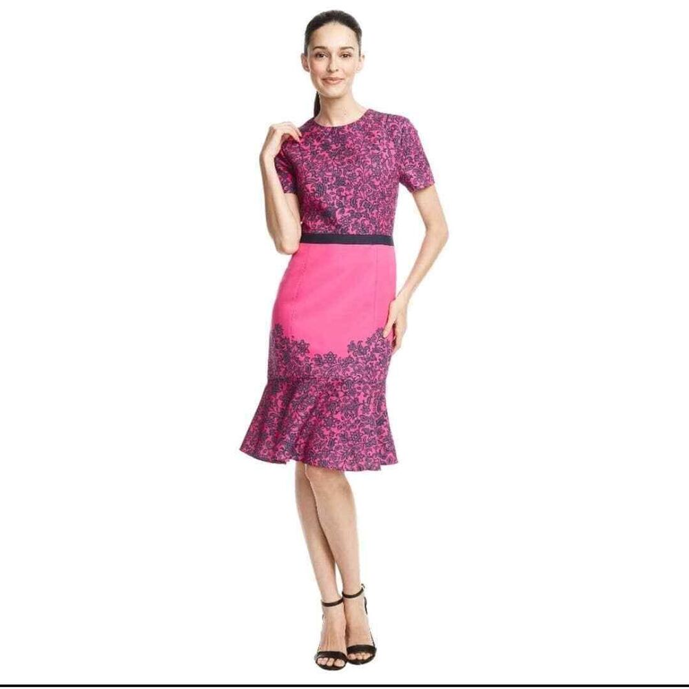 Draper James Middleton Midi Pink Blue Floral Dress Size 2